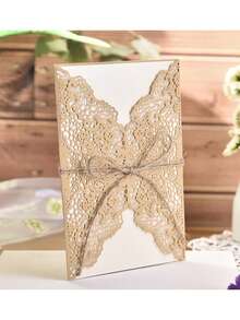 Bộ thiệp mời cưới phong cách mộc mạc với họa tiết ren, bao gồm phong bì bằng sợi đay và thiệp giấy kraft trắng, thích hợp tự làm thiệp mời cưới, thiệp mời dự tiệc, đồ dùng đám cưới, trang trí đám cưới, trang trí tiệc theo chủ đề, tiệc cô dâu, tiệc sinh nhật, tiệc tốt nghiệp. - Nhiều màu - Xem 8