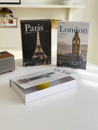 1pc Openable Storage Faux Book Box, Luxury Fake Book Set Desktop Decor, Fashion Designer Faux Book Storage Box, English Prop Book Model