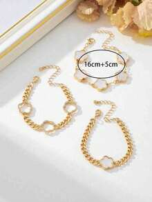 3条装时尚经典黑白四叶草设计手链套装，疗愈水晶手链，用于精神能量疗愈，适合日常佩戴，是送给女友、妻子或伴侣的理想礼物 - 多色 - 查看 9