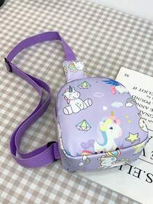 This Adorable Cartoon Unicorn Dinosaur Waist Bag/Chest Bag Features A Mini, Exquisite All-Over Random Pattern Print. It's Also A Great Coin Purse Organizer And Perfect For Everyday Outings Or As A Birthday Gift For Kids. - Waist Bag - View 6