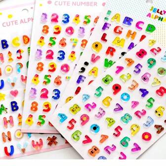 1pc Colorful Transparent Letter Stickers, 3D Stereoscopic Number Stickers, Puzzle Stickers, Creative Valentine's Day Gifts, New Year Gifts, Random Styles