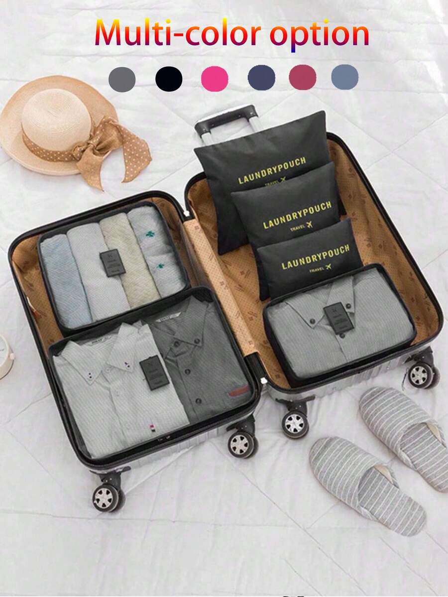 Bộ 6 món đồ sắp xếp hành lý du lịch - Bao gồm: Túi đựng đồ vệ sinh cá nhân chống thấm nước, Túi đựng mỹ phẩm, Túi đa năng, Túi sắp xếp hành lý du lịch, Túi nén hành lý, Túi trang điểm, Túi đựng giày, Lý tưởng để đựng mỹ phẩm, sản phẩm chăm sóc da, cọ trang điểm, sơn móng tay, trang sức, nước hoa, văn phòng phẩm, đồ điện tử, quà tặng ngày lễ.