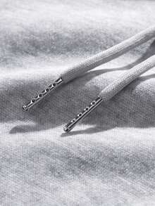 Men's Casual Street Style Paris Tower Letter Print Pocket Drawstring Hoodie, Spring/Autumn - Light Grey - View 5