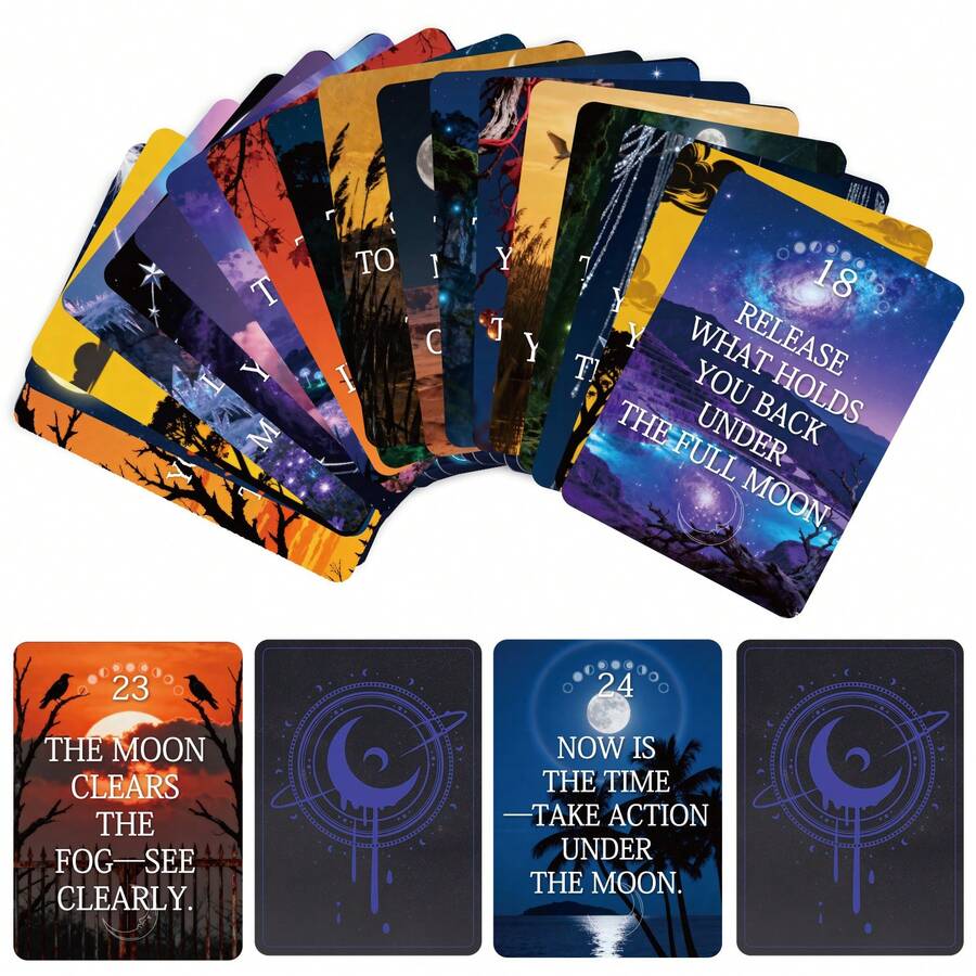 Bộ 50 lá bài Tarot Thiên nhiên Mặt Trăng & Sao, Trò chơi thú vị và đầy ý nghĩa, Trò chơi bói toán bằng bài, Bài Tarot, Bài Tiên Tri, Giáng Sinh, Halloween, Bài bói toán, Trò chơi tương tác năng lượng tích cực - Nhiều màu - Xem 1