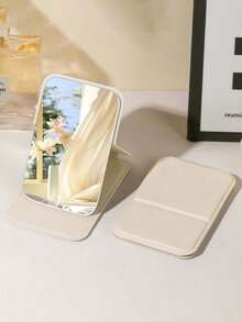 Foldable Portable Makeup Mirror, Adjustable Angle Folding Vanity Mirror With PU Leather Case, Beauty Supplies, Desktop Makeup Mirror, Rectangular Desktop Foldable Compact Minimalist Makeup Mirror, Travel Portable Makeup Mirror - Multicolor - View 11