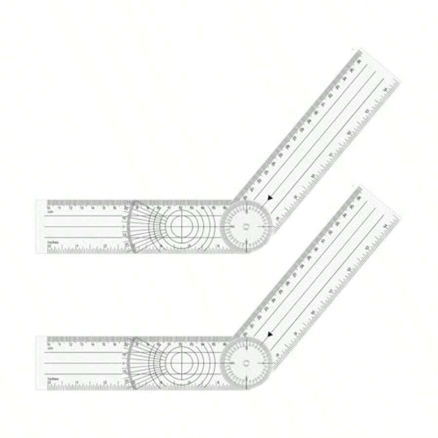 2 transportadores de ángulos para escuela goniómetros de fisioterapia Protractor School PVC médico de 360° ángulo transparente regla de ángulo para trabajo en casa terapia deportiva médicos - como en la foto - Ver 1