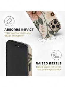 Embroidery-Like Pink And Beige Flowers Two-In-One Matte Texture Phone Case Suitable For Compatible With Iphone17 16, 15, 14, 13, 12, 11, PRO MAX,PLUS - Multicolor - View 9