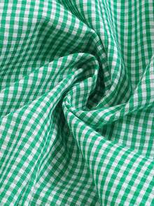 Quần yếm kẻ caro xanh lá cây cho bé trai và bé gái, áo liền quần không tay thêu hình máy kéo hoạt hình. - màu xanh lá - Xem 6