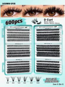 DIY Eyelash Cluster, Lightweight & Flowy False Eyelashes, Natural Look Individual Lashes, 600pcs Mixed Length (9-16mm), D Curl Ultra-Lightweight, Reusable Cluster Lashes, Suitable For Everyday Makeup - Baby Blue - View 9