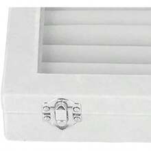ZJchao Organizador de Joyero, Caja de Almacenamiento para Anillos con 7 Compartimentos, Organizador de Joyas de Terciopelo con Tapa de Cristal Transparente(Blanco)(default) - Multicolor - Ver 9