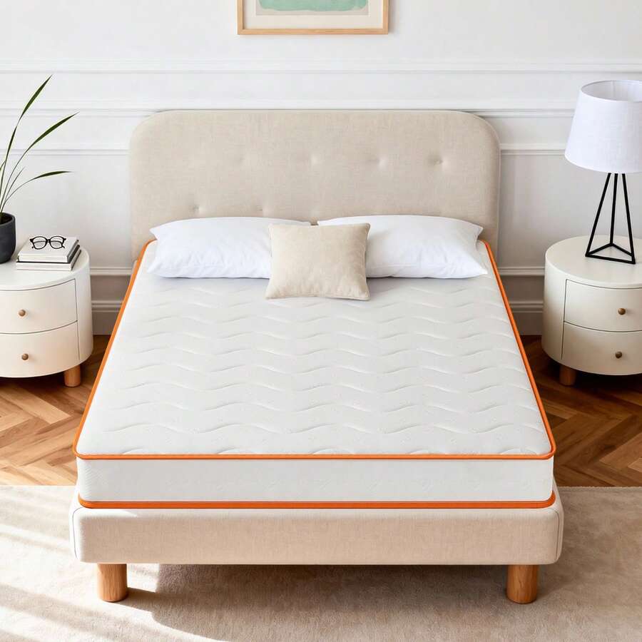 6 Inch Mattresses Twin TwinXL Full Queen Size Gel Memory Foam Hybrid Mattress Bed  In A Box Medium Feel Comfortable Sleep Pad For Home, Hotels, Guest Rooms - Orange - View 1