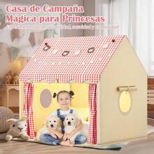 Casa Campaña para Niñas Castillo de Princesas con Luz Estrellas Diadema y Cetro Casitas de Juegos Grande Tienda Carpa de Juego Infantiles Niño Niña Regalo Playhouse 100x120x130cm/39x47x51inches - como en la foto - Ver 2