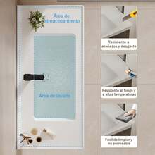 Mueble Lavabo Kit Moderno Minimalista Para Baño Con Grifo Y Espejo - Beis - Ver 4