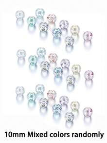 30pcs/Pack 8-10mm Acrylic Beads With Glittering Gold Powder, In Transparent & Colorful Onion Pattern, For Diy Bracelet, Necklace & Other Jewelry Making