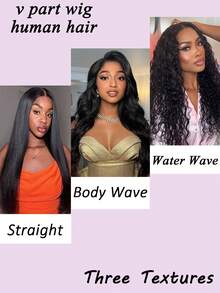 V Part Human Hair Wig Water Wave Thin Part Glueless Clip In Half Wigs 150% Density Curly V Shape Clip In Half Wig Beginner Friendly Water Curly Brazilian Virgin Human Hair Wigs - SNatural - View 7