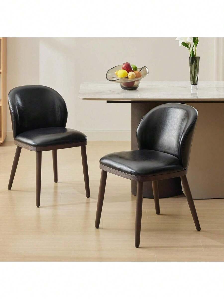 Dining Chairs - Black-leather - View 1