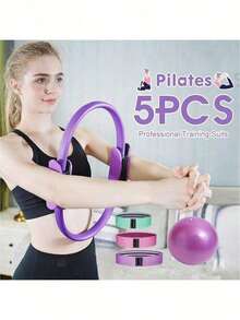 5-Piece Pilates Ring Set, Including Yoga Ball, Resistance Bands, And Booty Bands. Suitable For Home Fitness And Yoga Practice. - Multicolor - View 1