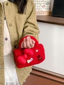 1pc Stylish Princess Sweet Style Red Mini Handbag, With Zipper Closure, Perfect For Storing Coins, Tissues, And Other Small Items. Available In Multiple Styles, Suitable For Teen Girls, And Ideal For Travel, Shopping It's Also An Ideal Holiday Gift For Friends. - Red - View 10