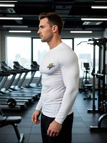 Men's Moisture Wicking Quick Dry Long Sleeve Athletic Workout T-Shirts, Breathable Stretchy Fitness Tops For Outdoor Sports, Running, Gym - White - View 6