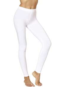 1pc Women Solid Color Fashionable Skinny Fit Ankle Length Leggings, Cozy - White - View 8