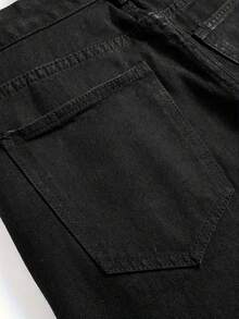 Quần jeans ống rộng dáng thoải mái in họa tiết chéo thời trang cổ điển - màu đen - Xem 5