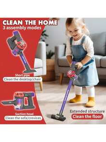 1 Set Kids Simulation Vacuum Cleaner Toy Set, Children's Pretend Role Play Cleaning Toys, Kids Interactive Household Toy For Educational Fun, Realistic Suction, Simulates Realistic Sounds, Ideal Gift For Boys Girls Aged 3+ - Multicolor - View 7