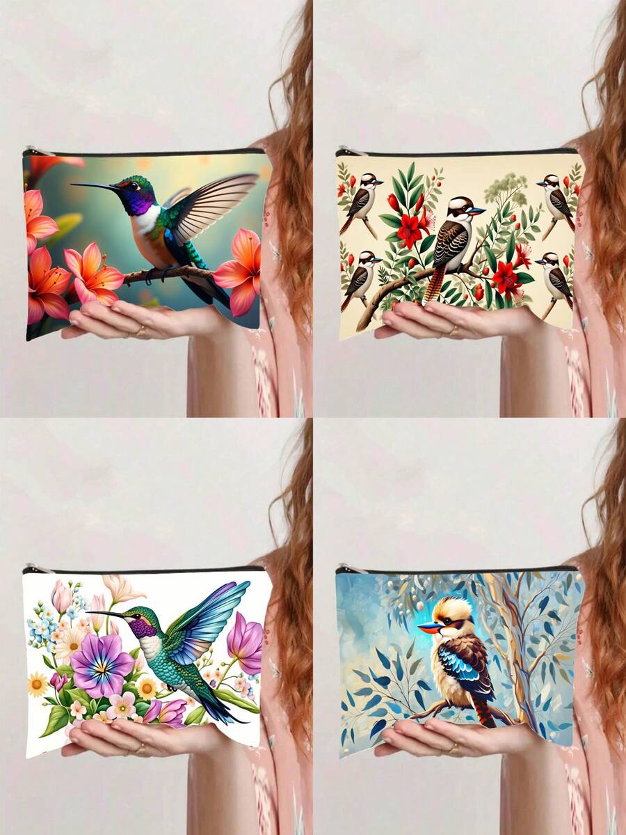 1pc Colorful Hummingbird/Bluebird Print Toiletry Bag, Durable Fade-Resistant Pouch, Portable Storage Bag, Student Pencil Case, Toiletry Bag, Pencil Case Travel Bag, Snack Bag Multi-Function Bag, Double-Sided Printing Toiletries Bag Travel Toiletry Bag Wash Bag Shower Bag Large Capacity For Women Packing Cubes Travel Essential Cruise Essentials Holiday Essential - Multicolor - View 1