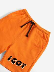 Conjunto de camiseta de manga corta con estampado gráfico y pantalones cortos para niños preadolescentes - Negro - Ver 5