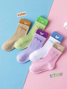 5 Pairs Disney Kids Socks, Mickey And Minnie Cartoon Pattern Children Mid-Calf Socks, Cute Boys Socks, Unique Disney Cartoon Design, Fashionable Casual, Comfortable Breathable, Also Suitable For Girls And Students Daily Wear. Must-Have For Disney Fans, Back To School Gift, Holiday Gift. - Multicolor - View 12