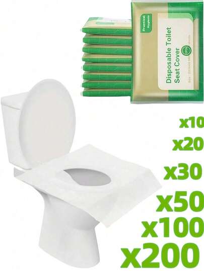 Engångstoalettskydd (10-100 stycken per förpackning), bärbara resor, camping, hotell, badrum vattentäta toalettskydd, vattentäta engångstoalettskydd - skyddande dynor - bärbara, lämpliga för offentliga toaletter, resor och semesterbadrumsdekoration, höstdekoration.
