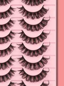 10 Pairs 15mm Detachable False Eyelashes, Natural & Cute, Russian Curly Lashes - Black - View 3