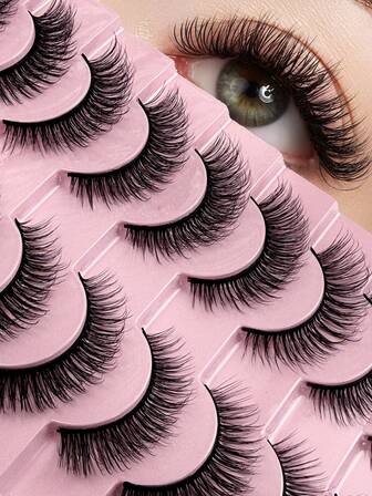 Hinarin 10 Pairs Striped Fluffy Cat Eye Lashes D Curl Nature Messy Faux Mink False Eyelashes For Natural Makeup Effect Simple To Wear Suitable For Beginners And Makes A Good Christmas Gift Strip Lashes Lashes Eyelashes Fake Lashes