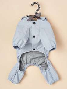 1pc Blue 4-Leg Reflective Waterproof Pet Raincoat, Suitable For Cats And Dogs, All Seasons - Baby Blue - View 5