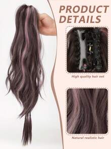24 Inch High Ponytail Clip-On Synthetic Hair Ponytail, Ombre Braided Ponytail Extension - Multicolor - View 14