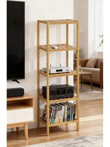 3/4/5 Tier Bamboo Shelving Unit - Compact Storage Rack For Living Room, Bedroom, Sofa - Sturdy Bamboo Construction, Suitable For Bathroom Use | Minimalist Design | Durable Bamboo Structure, Small Space Furniture - Ginger - View 12