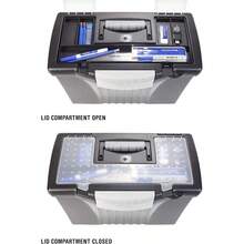 Storex - Caja de archivo legal con tapa organizadora caja de almacenamiento de archivos de oficina de plástico para carpetas colgantes de letras y legales obsidiana 1 unidad 61510A01C - NegroGris - Ver 8