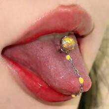 色彩缤纷的低过敏性不锈钢舌钉，哥特式穿孔链，朋克风舌钉，独特个性舌环，医用钢材质，女士人体穿刺饰品 - D - 查看 10