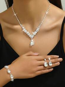 Water Droplet Shaped Bridal Fashionable Crystal, Gorgeous Jewelry, Suitable As Wedding And Dance Gifts. - Gold - View 12