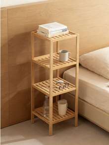 3/4/5 Tier Bamboo Shelving Unit - Compact Storage Rack For Living Room, Bedroom, Sofa - Sturdy Bamboo Construction, Suitable For Bathroom Use | Minimalist Design | Durable Bamboo Structure, Small Space Furniture - Ginger - View 2
