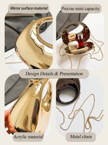 Women's Fashionable Exquisite Mini Handbag, New Multifunctional Acrylic Dining Bag, High-End Crossbody Bag With Shiny Transparent Body, Suitable For Wedding Prom Cocktail Party Date Night, Detachable Chain Strap For Handheld/Shoulder Use, Anti-Scratch Waterproof Durable, Compact Size Fits Essential Items, Enhances Outfit Elegance - 彩色 - 查看 9