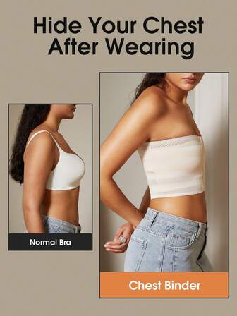 1pc Women Chest Compression Vest, Zip-Up Chest Binder, Adjustable Seamless Chest Flattening Top For /Les