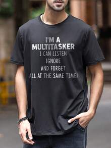 Men Slogan Graphic Tee - Black - View 3