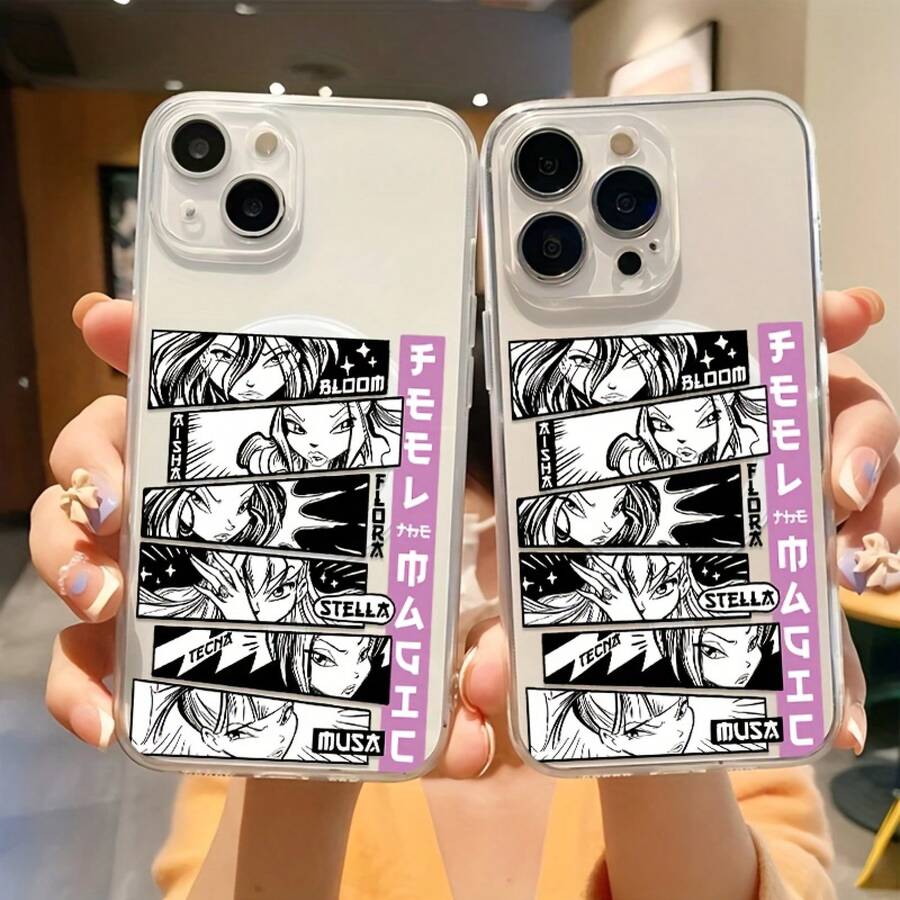 Sweet Cartoon Creative Black-White Comic Winx Clubs Phone Case Compatible With IPhone 16 15 14 13 12 11 Pro Max Mini XR XS X 7 8 Plus, Transparent Magnetic Shockproof Soft TPU Back Cover Device Security, Phone Accessories, Cartoon Style, Durable Case, Lightweight Material, Smooth Surface, Smartphone Accessories, For Anime Fans, For IPhone Owners - 無色 - 查看 1