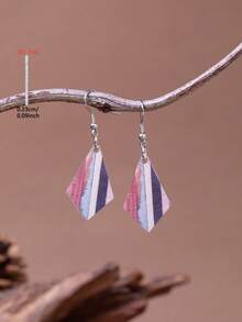 1 Pair Acrylic Rhombus Book Pattern Earrings, Elegant Minimalist Style Jewelry Accessories For Women, Suitable For Daily Wear And Vacation - Multicolor - View 6