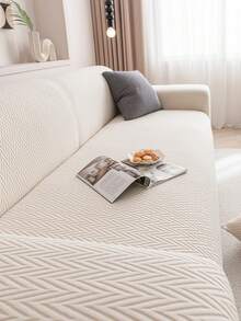 1pc Diamond Pattern Sofa Cover, Anti-Cat Scratch Sofa Slipcover, Dust-Proof Sofa Pad, Minimalist One-Piece Dust-Proof Cloth Backrest Sofa Cover, Anti-Slip, Anti-Cat Scratch, Protect Sofa, Suitable For All Seasons - Beige - View 3