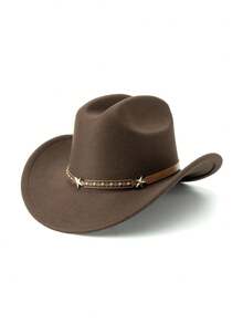 1pc Back To School Western Cowboy Hat, Unisex, Soft Wool Felt Material, Leather Strap Cowboy Hat, Suitable For Christmas, Halloween, Holiday Parties, Casual Everyday Wear - Style 1 - View 18
