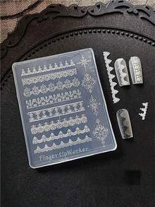 Khuôn làm móng nghệ thuật bằng silicon, kiểu Pháp, khuôn khắc 3D, khuôn móng silicon siêu mỏng họa tiết ren, khuôn đổ gel sơn móng tay họa tiết ren trắng, dễ tháo khuôn, khuôn khắc móng tái sử dụng, khuôn nhựa. Thích hợp cho các tiệm làm móng chuyên nghiệp và tự làm tại nhà. - Trong sáng - Xem 8