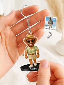 1个定制2D亚克力钥匙扣，可定制您的照片和文字，将任何图像变成可爱的3D角色，适合作为送给男士、女士、宠物、朋友、情侣、男朋友、女朋友、丈夫、妻子的独特礼物，也适合周年纪念日、生日、情人节等场合。 - 彩色 - 查看 2