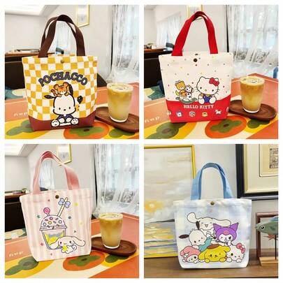 SANRIO 1个卡通帆布手提袋，时尚手提包，适合学生、上班族，多功能收纳袋