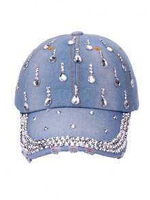 水钻装饰弯檐棒球帽，男女通用休闲户外防晒帽，涤纶材质，春夏款 - 帽子 - 查看 6